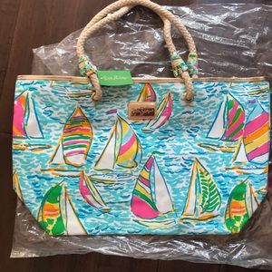 Lilly Pulitzer “You Gotta Regatta” Shoreline Canvas Beach Tote